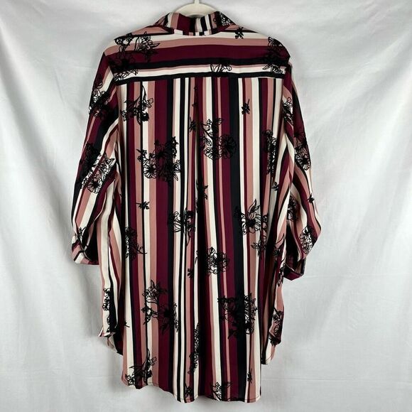 Chenault Women’s Floral Striped Button Down 2X - Picture 4 of 11